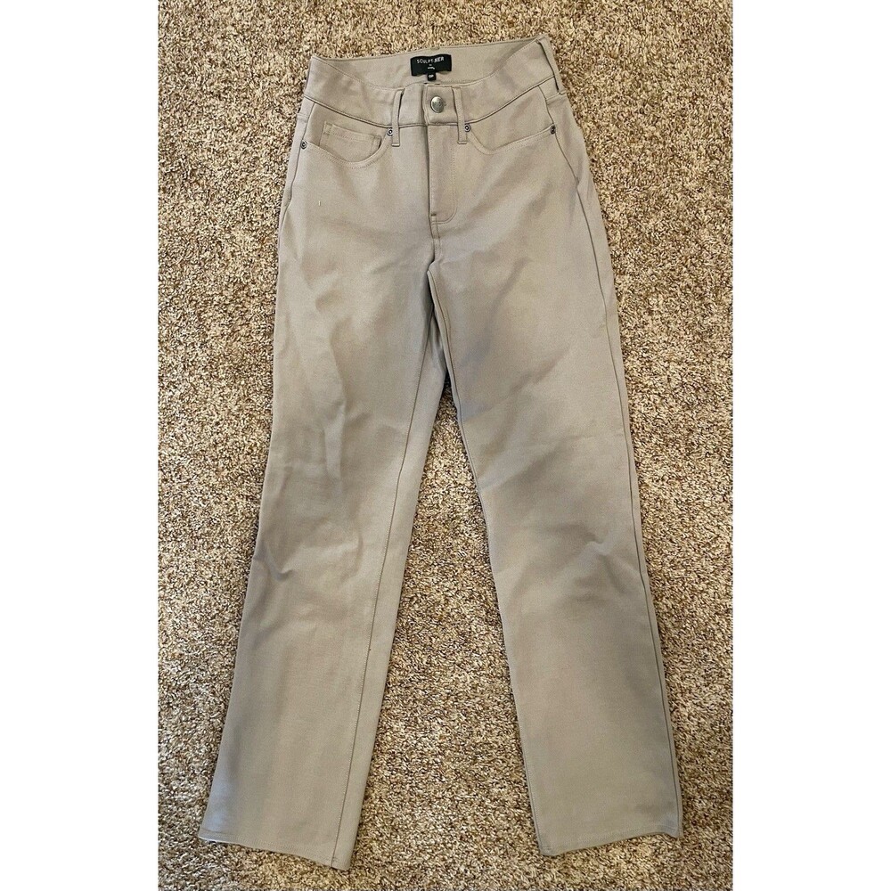 Sculpt-Her by NYDJ Skinny Pants Women's Size 0P Petite Taupe LiftXTuck #1029